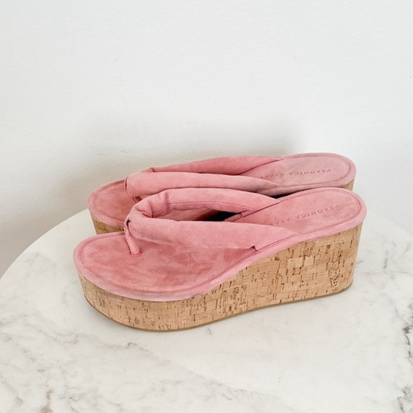 NEW Veronica Beard Geno Cork Platform Wedge Sandals Dragonfruit Pink Size 9 - Picture 6 of 10
